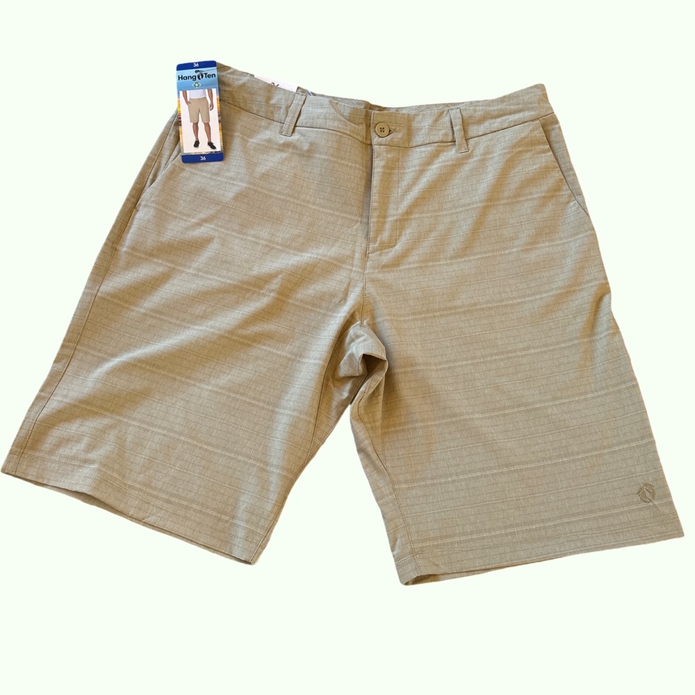 Hang Ten Tan Flat Front Performance Shorts Shorts Size 36 NWT